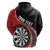 Personalised New Zealand Darts Hoodie Koru Tribal Tattoo and Silver Fern Maori Pattern Red Color