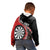 Personalised New Zealand Darts Kid Hoodie Koru Tribal Tattoo and Silver Fern Maori Pattern Red Color