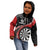 Personalised New Zealand Darts Kid Hoodie Koru Tribal Tattoo and Silver Fern Maori Pattern Red Color