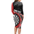 Personalised New Zealand Darts Long Sleeve Bodycon Dress Koru Tribal Tattoo and Silver Fern Maori Pattern Red Color