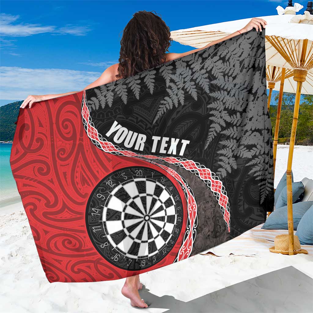 Personalised New Zealand Darts Sarong Koru Tribal Tattoo and Silver Fern Maori Pattern Red Color LT03 One Size 44 x 66 inches Red - Polynesian Pride