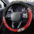 New Zealand Darts Steering Wheel Cover Koru Tribal Tattoo and Silver Fern Maori Pattern Red Color