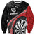 Personalised New Zealand Darts Sweatshirt Koru Tribal Tattoo and Silver Fern Maori Pattern Red Color