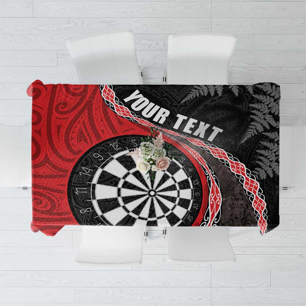 Personalised New Zealand Darts Tablecloth Koru Tribal Tattoo and Silver Fern Maori Pattern Red Color LT03 Red - Polynesian Pride
