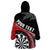 Personalised New Zealand Darts Wearable Blanket Hoodie Koru Tribal Tattoo and Silver Fern Maori Pattern Red Color