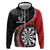 Personalised New Zealand Darts Zip Hoodie Koru Tribal Tattoo and Silver Fern Maori Pattern Red Color