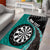 Personalised New Zealand Darts Area Rug Koru Tribal Tattoo and Silver Fern Maori Pattern Teal Color