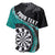 Personalised New Zealand Darts Baseball Jersey Koru Tribal Tattoo and Silver Fern Maori Pattern Teal Color