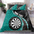 Personalised New Zealand Darts Bedding Set Koru Tribal Tattoo and Silver Fern Maori Pattern Teal Color