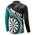 Personalised New Zealand Darts Button Sweatshirt Koru Tribal Tattoo and Silver Fern Maori Pattern Teal Color