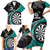 Personalised New Zealand Darts Family Matching Short Sleeve Bodycon Dress and Hawaiian Shirt Koru Tribal Tattoo and Silver Fern Maori Pattern Teal Color