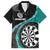 Personalised New Zealand Darts Hawaiian Shirt Koru Tribal Tattoo and Silver Fern Maori Pattern Teal Color