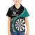 Personalised New Zealand Darts Kid Hawaiian Shirt Koru Tribal Tattoo and Silver Fern Maori Pattern Teal Color