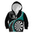 Personalised New Zealand Darts Kid Hoodie Koru Tribal Tattoo and Silver Fern Maori Pattern Teal Color