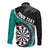 Personalised New Zealand Darts Long Sleeve Button Shirt Koru Tribal Tattoo and Silver Fern Maori Pattern Teal Color