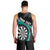 Personalised New Zealand Darts Men Tank Top Koru Tribal Tattoo and Silver Fern Maori Pattern Teal Color