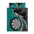 Personalised New Zealand Darts Quilt Bed Set Koru Tribal Tattoo and Silver Fern Maori Pattern Teal Color