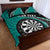 Personalised New Zealand Darts Quilt Bed Set Koru Tribal Tattoo and Silver Fern Maori Pattern Teal Color