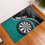 Personalised New Zealand Darts Rubber Doormat Koru Tribal Tattoo and Silver Fern Maori Pattern Teal Color