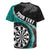 Personalised New Zealand Darts Rugby Jersey Koru Tribal Tattoo and Silver Fern Maori Pattern Teal Color