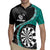 Personalised New Zealand Darts Rugby Jersey Koru Tribal Tattoo and Silver Fern Maori Pattern Teal Color