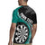 Personalised New Zealand Darts Rugby Jersey Koru Tribal Tattoo and Silver Fern Maori Pattern Teal Color