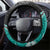 New Zealand Darts Steering Wheel Cover Koru Tribal Tattoo and Silver Fern Maori Pattern Teal Color