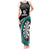 Personalised New Zealand Darts Tank Maxi Dress Koru Tribal Tattoo and Silver Fern Maori Pattern Teal Color