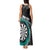 Personalised New Zealand Darts Tank Maxi Dress Koru Tribal Tattoo and Silver Fern Maori Pattern Teal Color