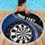 Personalised New Zealand Darts Beach Blanket Koru Tribal Tattoo and Silver Fern Maori Pattern Blue Color