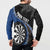 Personalised New Zealand Darts Button Sweatshirt Koru Tribal Tattoo and Silver Fern Maori Pattern Blue Color