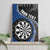 Personalised New Zealand Darts Canvas Wall Art Koru Tribal Tattoo and Silver Fern Maori Pattern Blue Color