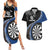 Personalised New Zealand Darts Couples Matching Summer Maxi Dress and Hawaiian Shirt Koru Tribal Tattoo and Silver Fern Maori Pattern Blue Color