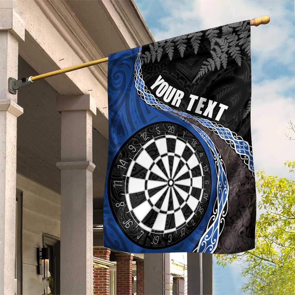 Personalised New Zealand Darts Garden Flag Koru Tribal Tattoo and Silver Fern Maori Pattern Blue Color LT03 House Flag Blue - Polynesian Pride