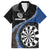 Personalised New Zealand Darts Hawaiian Shirt Koru Tribal Tattoo and Silver Fern Maori Pattern Blue Color