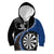 Personalised New Zealand Darts Kid Hoodie Koru Tribal Tattoo and Silver Fern Maori Pattern Blue Color