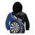 Personalised New Zealand Darts Kid Hoodie Koru Tribal Tattoo and Silver Fern Maori Pattern Blue Color