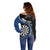 Personalised New Zealand Darts Off Shoulder Sweater Koru Tribal Tattoo and Silver Fern Maori Pattern Blue Color