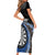 Personalised New Zealand Darts Short Sleeve Bodycon Dress Koru Tribal Tattoo and Silver Fern Maori Pattern Blue Color