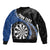 Personalised New Zealand Darts Sleeve Zip Bomber Jacket Koru Tribal Tattoo and Silver Fern Maori Pattern Blue Color