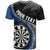 Personalised New Zealand Darts T Shirt Koru Tribal Tattoo and Silver Fern Maori Pattern Blue Color