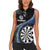 Personalised New Zealand Darts Women Sleeveless Polo Shirt Koru Tribal Tattoo and Silver Fern Maori Pattern Blue Color