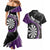 Personalised New Zealand Darts Couples Matching Mermaid Dress and Hawaiian Shirt Koru Tribal Tattoo and Silver Fern Maori Pattern Purple Color