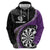 Personalised New Zealand Darts Hoodie Koru Tribal Tattoo and Silver Fern Maori Pattern Purple Color