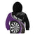 Personalised New Zealand Darts Kid Hoodie Koru Tribal Tattoo and Silver Fern Maori Pattern Purple Color