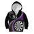 Personalised New Zealand Darts Kid Hoodie Koru Tribal Tattoo and Silver Fern Maori Pattern Purple Color