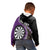 Personalised New Zealand Darts Kid Hoodie Koru Tribal Tattoo and Silver Fern Maori Pattern Purple Color