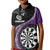 Personalised New Zealand Darts Kid Polo Shirt Koru Tribal Tattoo and Silver Fern Maori Pattern Purple Color