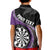 Personalised New Zealand Darts Kid Polo Shirt Koru Tribal Tattoo and Silver Fern Maori Pattern Purple Color