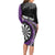 Personalised New Zealand Darts Long Sleeve Bodycon Dress Koru Tribal Tattoo and Silver Fern Maori Pattern Purple Color